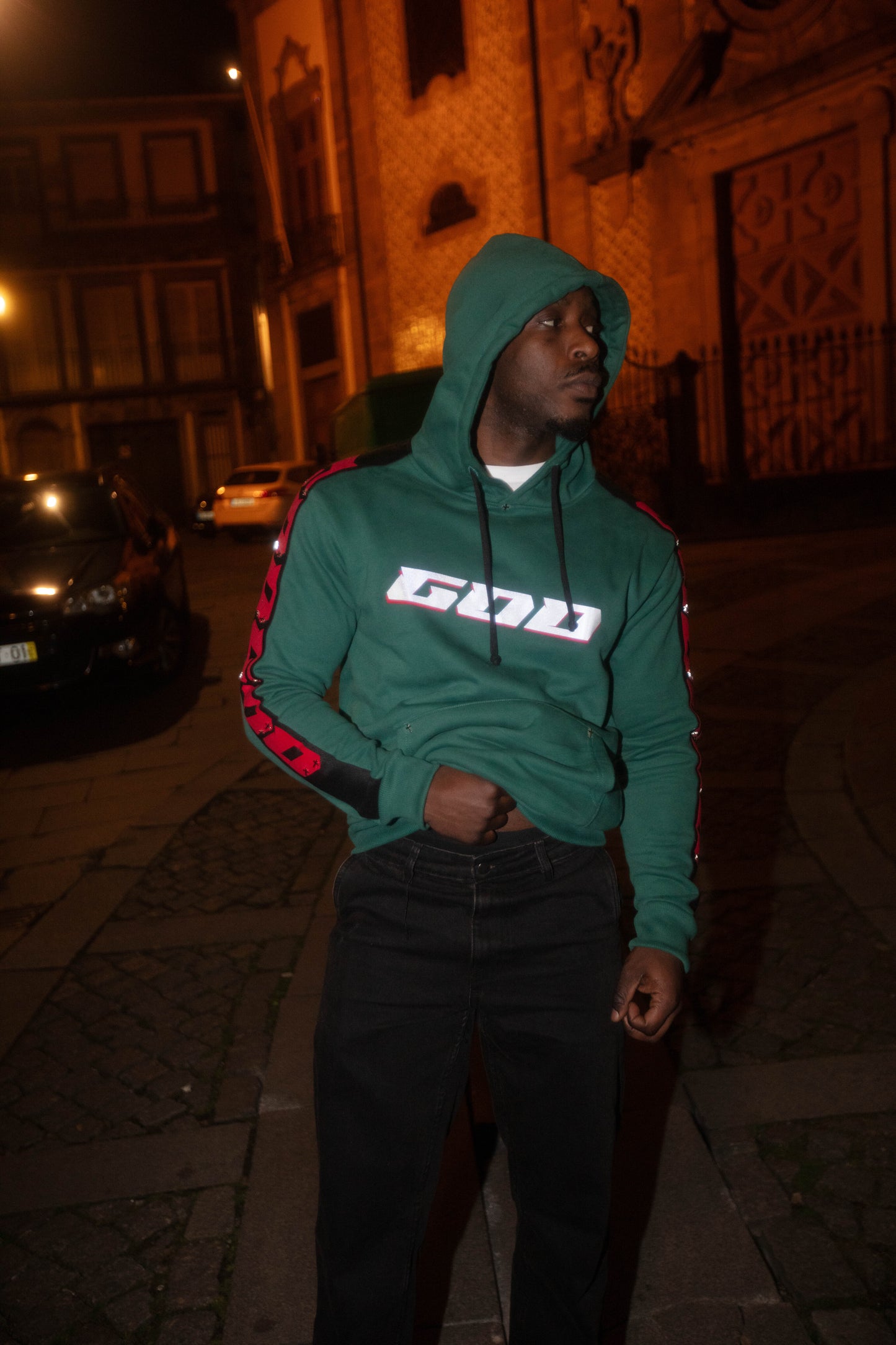 hoodie green reflector